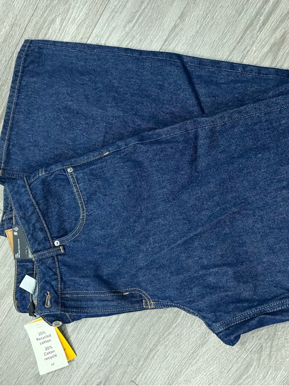H&M Womens Wide High Waist Dark Indigo Denim Jeans 14